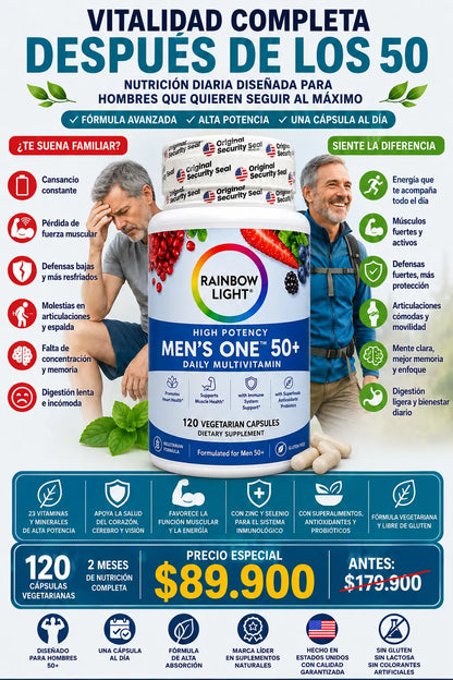 Rainbow Light Men's One 50+ Daily Multivitamin 120 Cápsulas